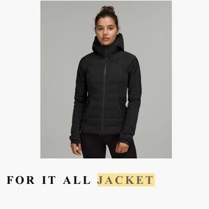 Lululemon Down for it All - lhooded jacked. Black. Size 6.